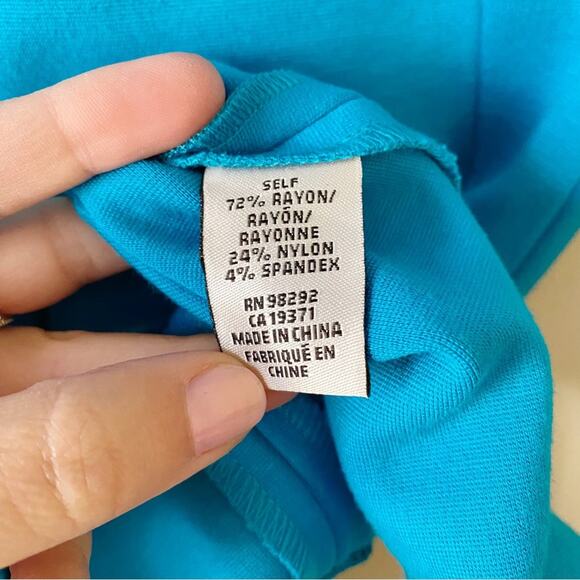 Tibi | Turquoise Blue Sheath Dress Puff Shoulders Medium NWT - Picture 6 of 6